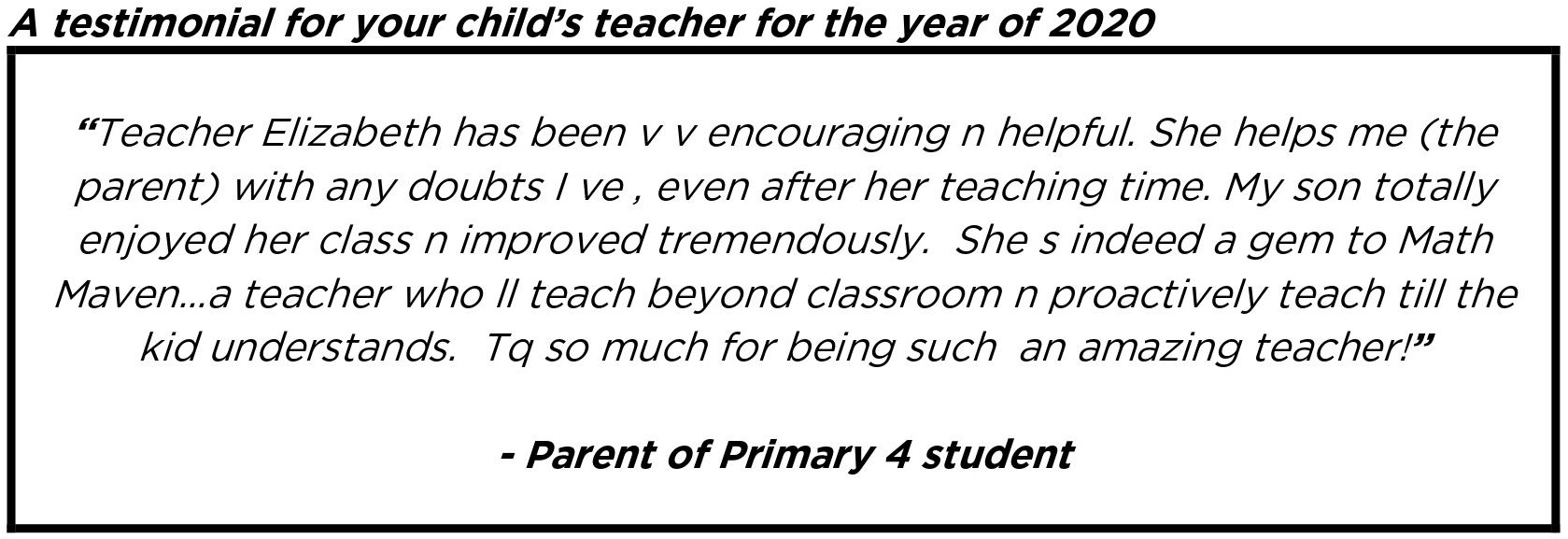 "My son totally enjoyed her class n improved tremendously."