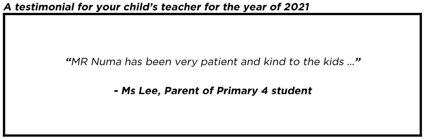 "... very patient and kind…"