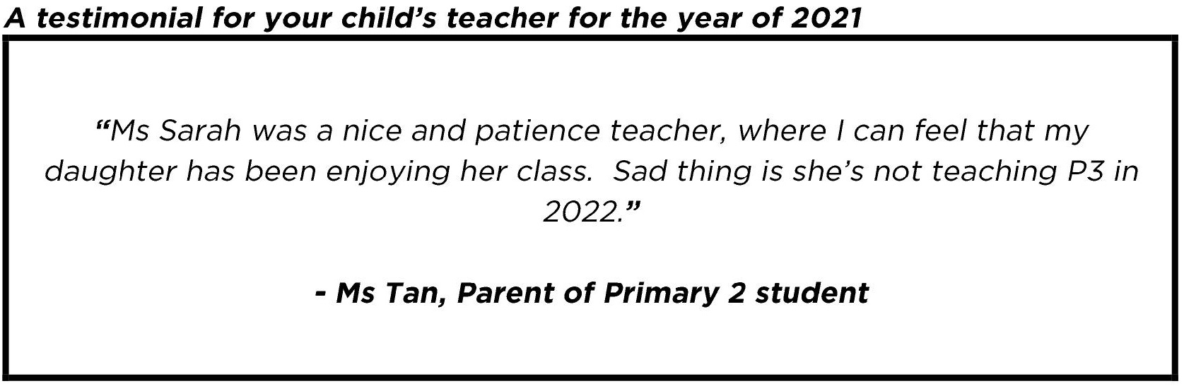"…my daughter has been enjoying her class."
