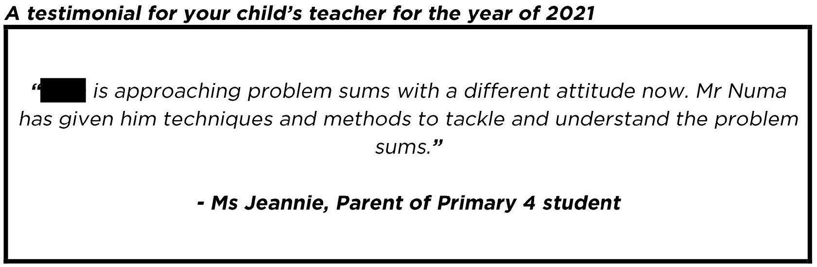 "...approaching problem sums with a different attitude…"