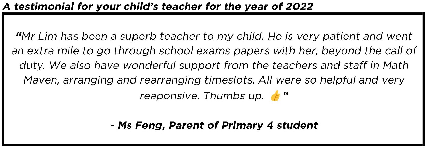 "...wonderful support from the teachers and staff in Math Maven…"