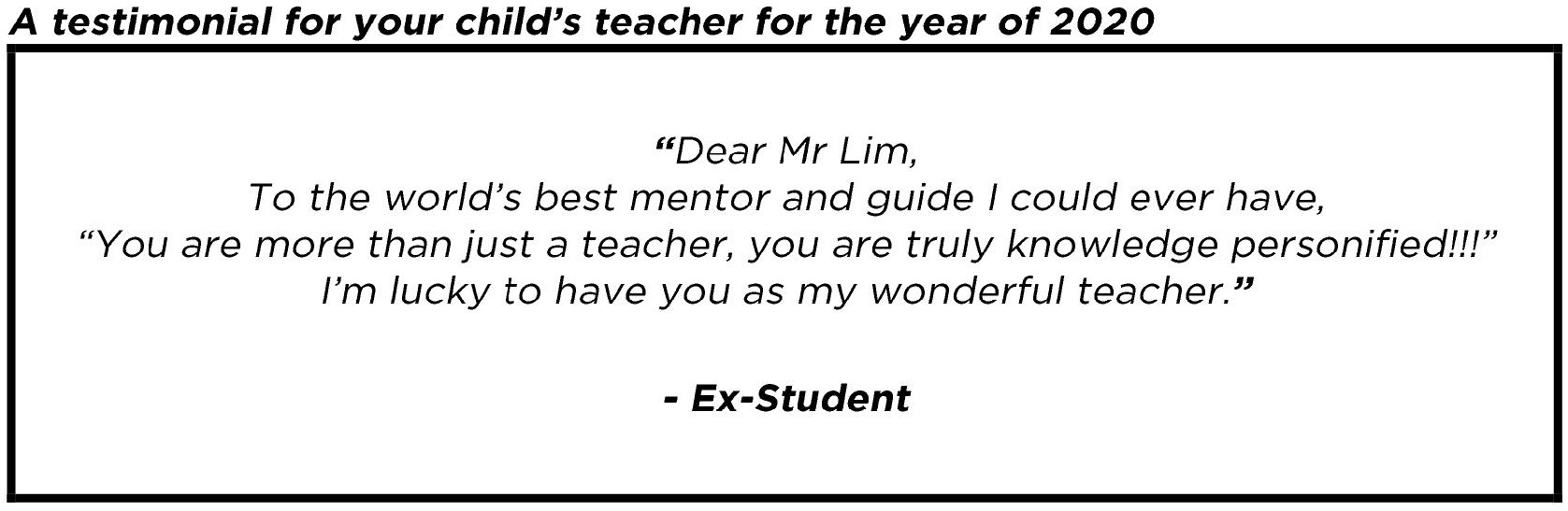 "To the world’s best mentor…"