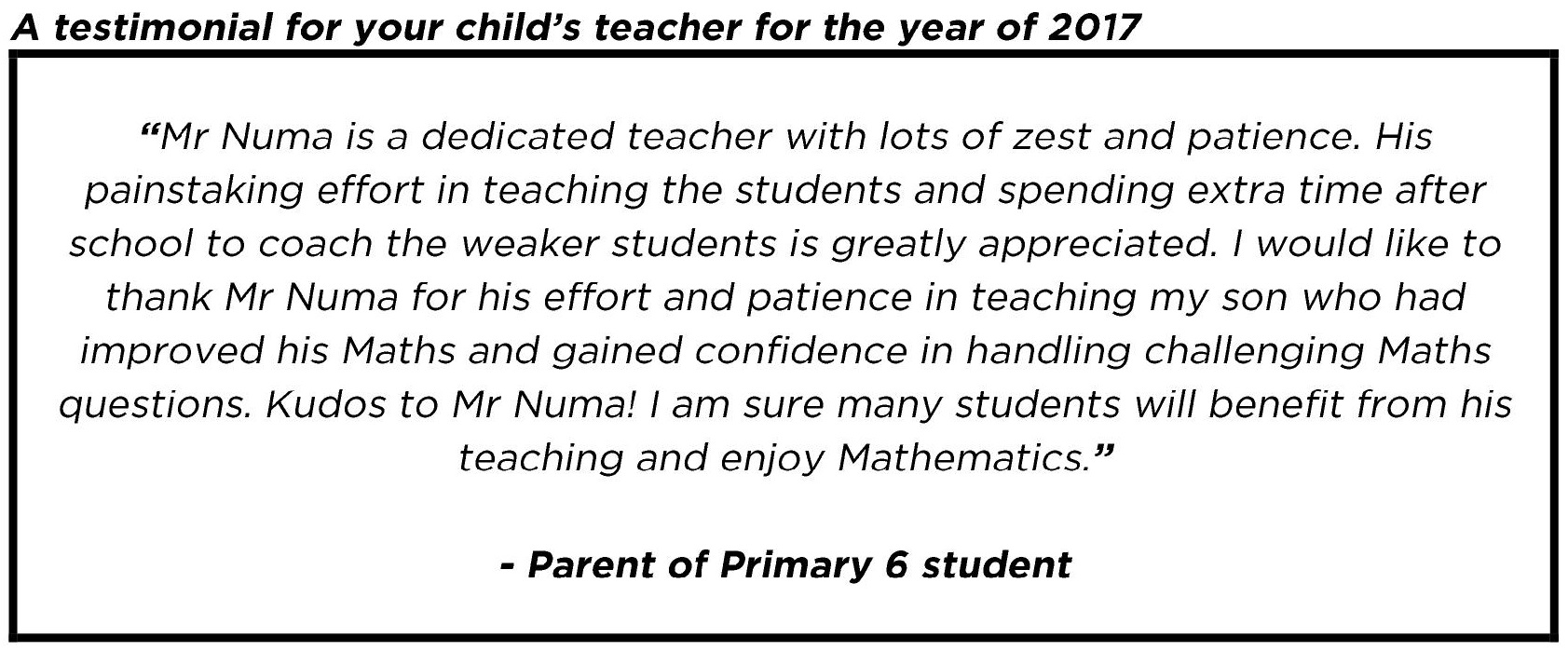 "...gained confidence in handling challenging Maths questions.