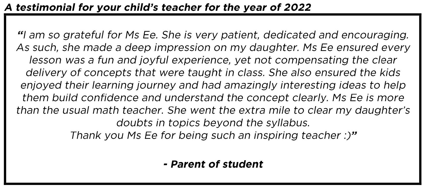 "... had amazingly interesting ideas to help them build confidence and understand the concept clearly."