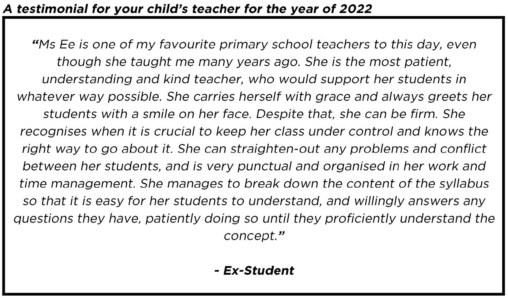 "...who would support her students in whatever way possible."