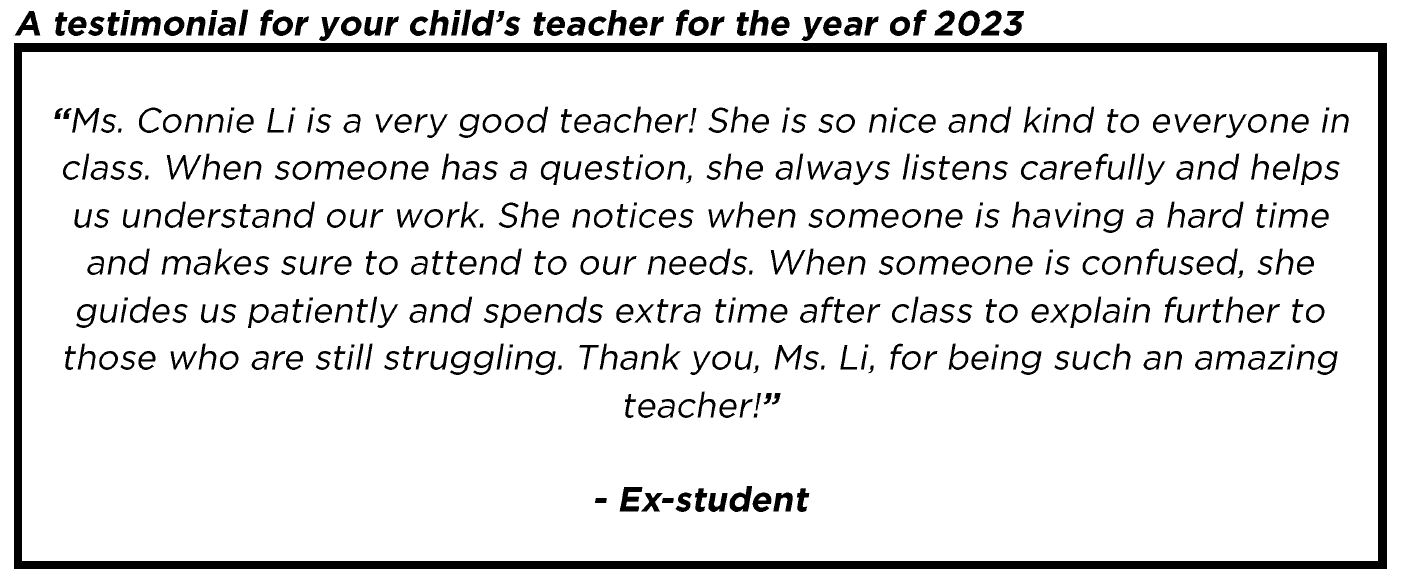 "She notices when someone is having a hard time and makes sure to attend to our needs."