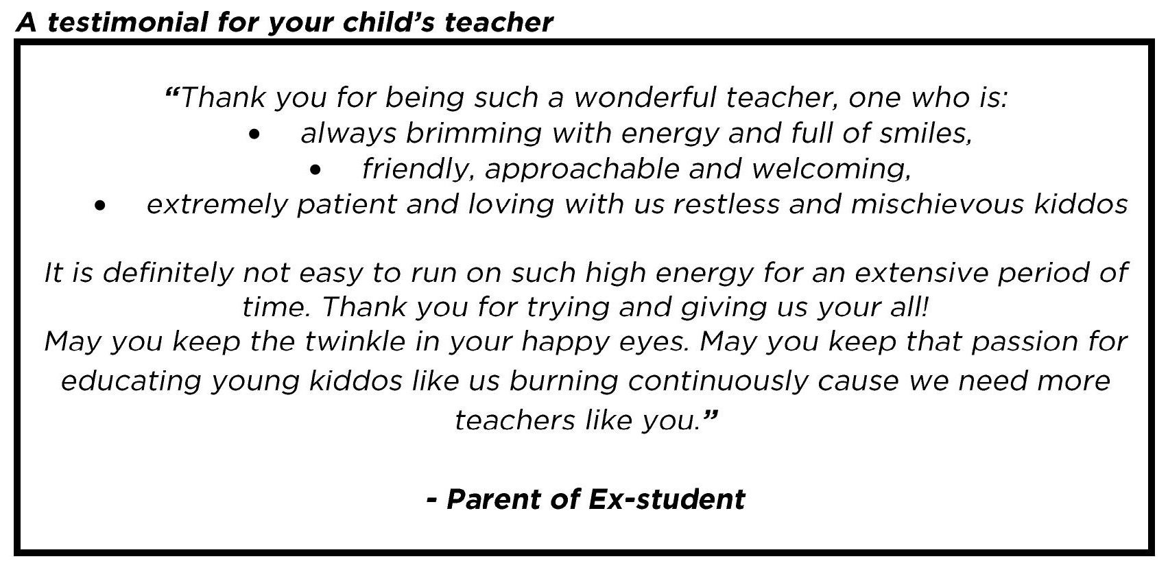 "extremely patient and loving with us restless and mischievous kiddos"