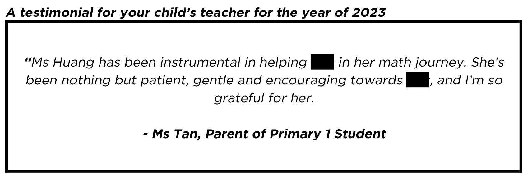 "She’s been nothing but patient, gentle and encouraging.."