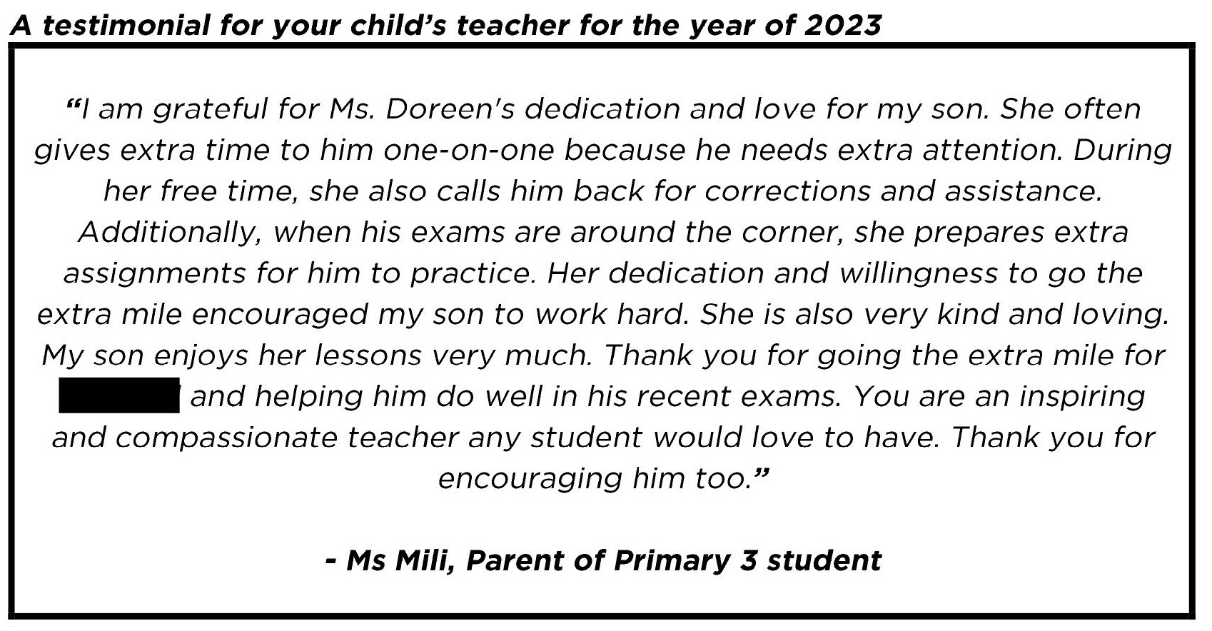 "..inspiring and compassionate teacher"