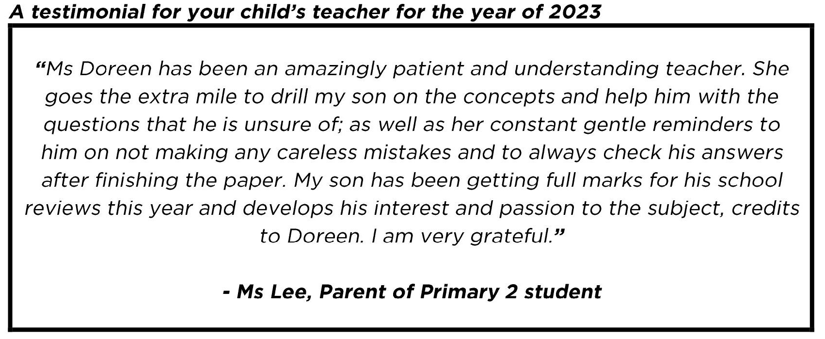 ".. amazingly patient and understanding teacher"