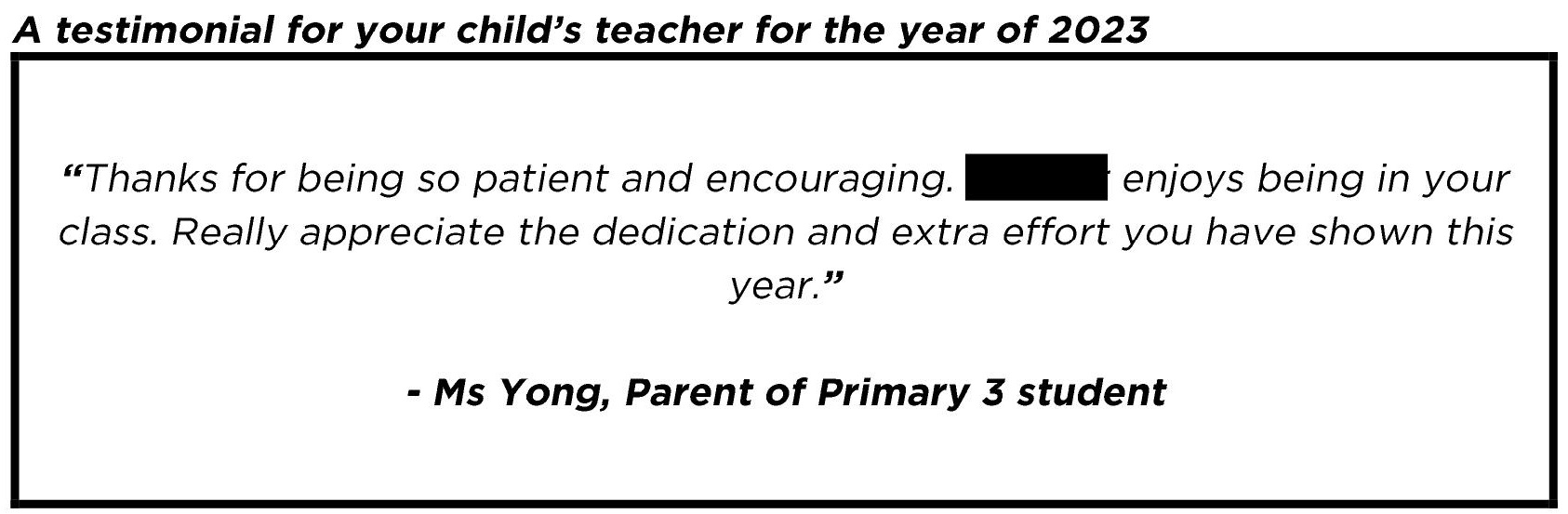 "Really appreciate the dedication and extra effort you have shown.."