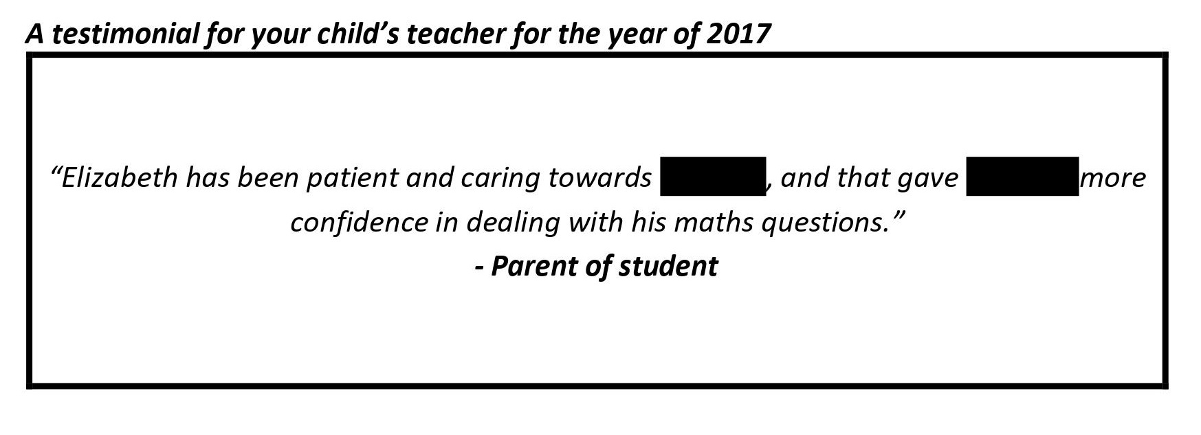 "…more confidence in dealing with his math questions."